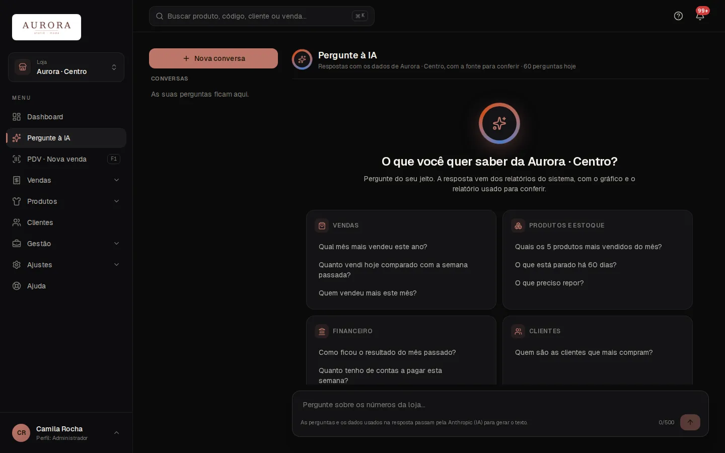 Tela: Pergunte à IA