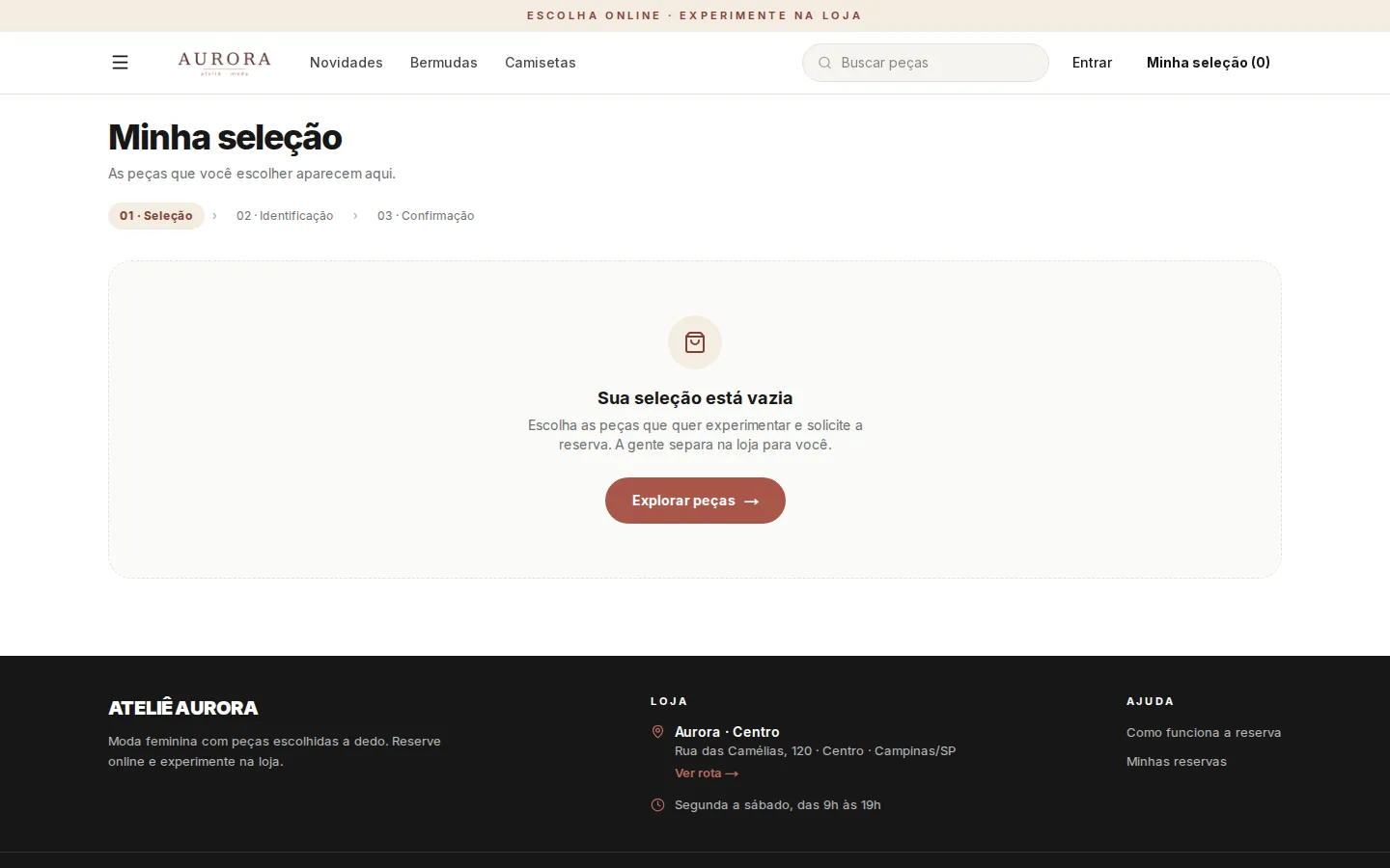 Tela: Como funciona a conta da cliente no site?